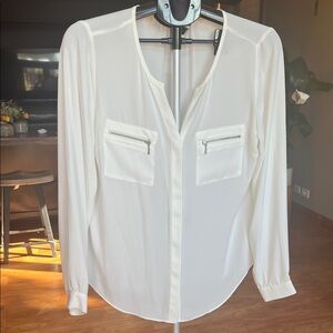 NWT INC International Concepts White Blouse with Zipper Details 38D